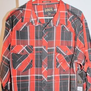 Helix Orange Plaid Poplin Woven Shirt
